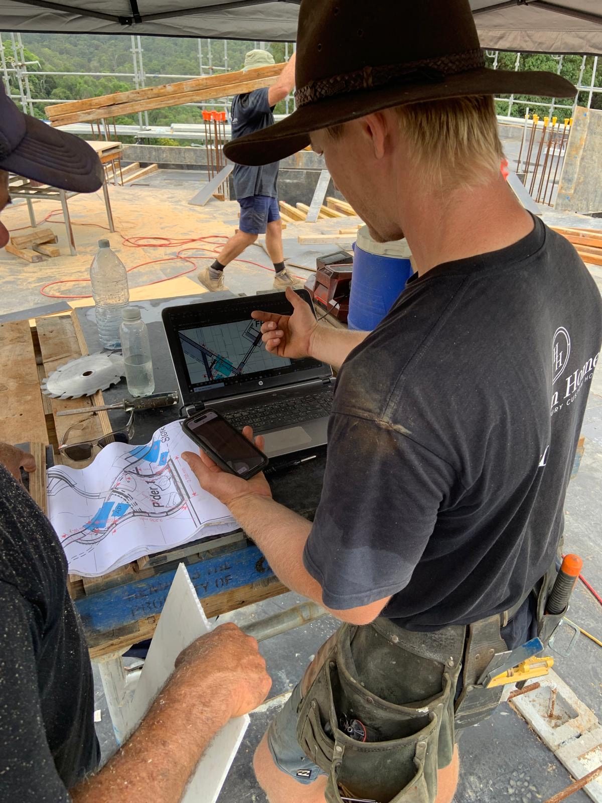 Reviewing plans on site